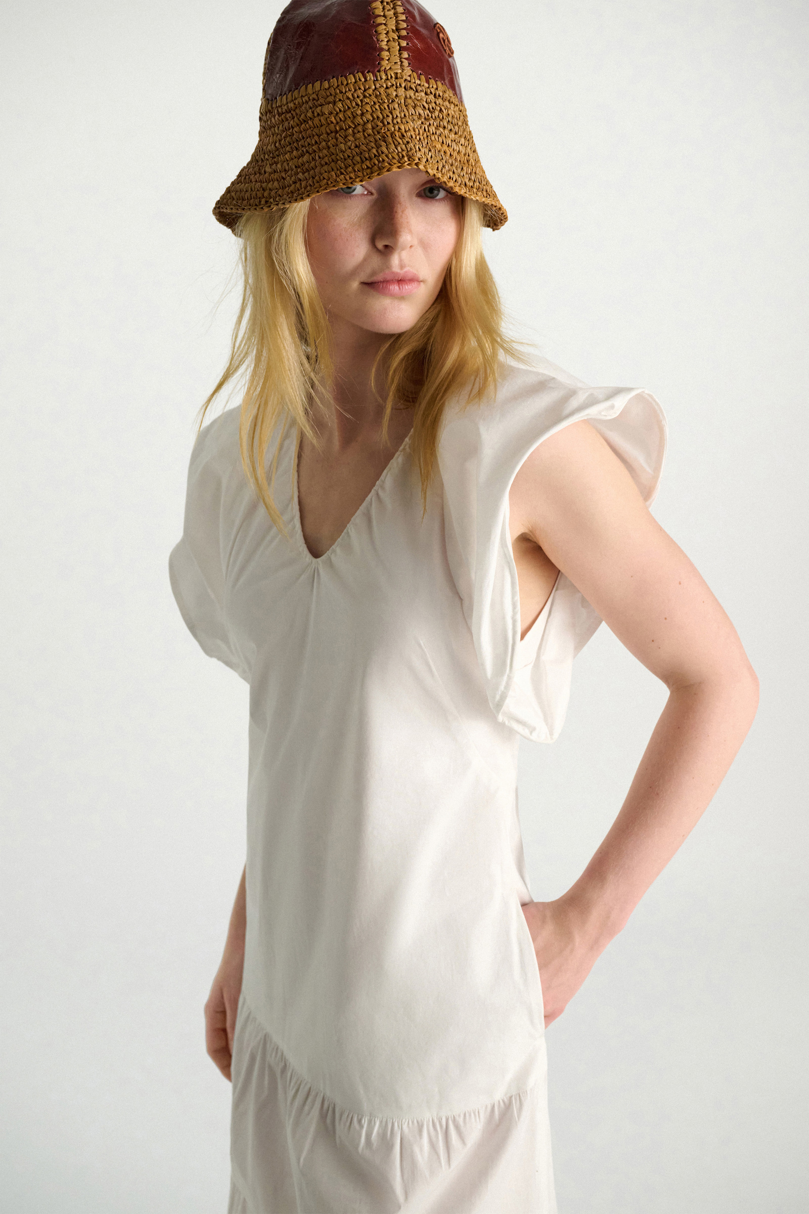 Dorothee Schumacher Midi-Kleid aus Baumwollstretch-Popeline pure white