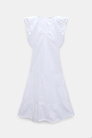 Dorothee Schumacher Stretch cotton poplin tiered midi-dress pure white