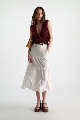 Dorothee Schumacher Bahnenrock mit formbarem Saum aus Baumwollstretch-Popeline pure white