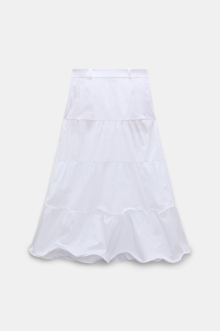 Dorothee Schumacher Stretch cotton poplin tiered skirt pure white