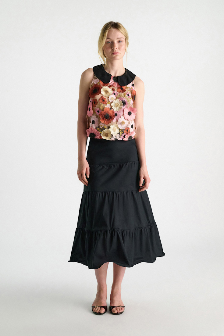 Dorothee Schumacher Bahnenrock mit formbarem Saum aus Baumwollstretch-Popeline pure black