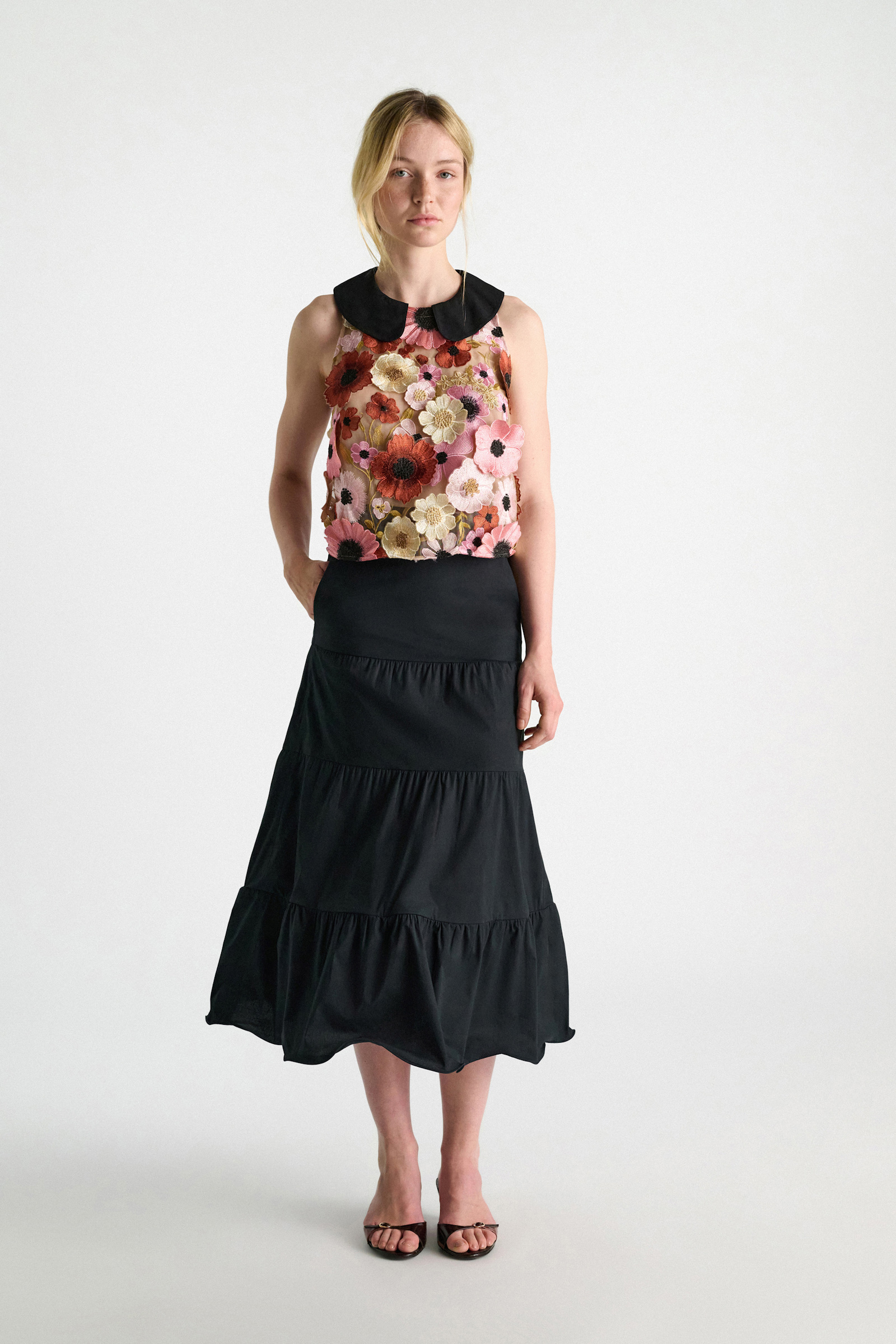 Dorothee Schumacher Bahnenrock mit formbarem Saum aus Baumwollstretch-Popeline pure black