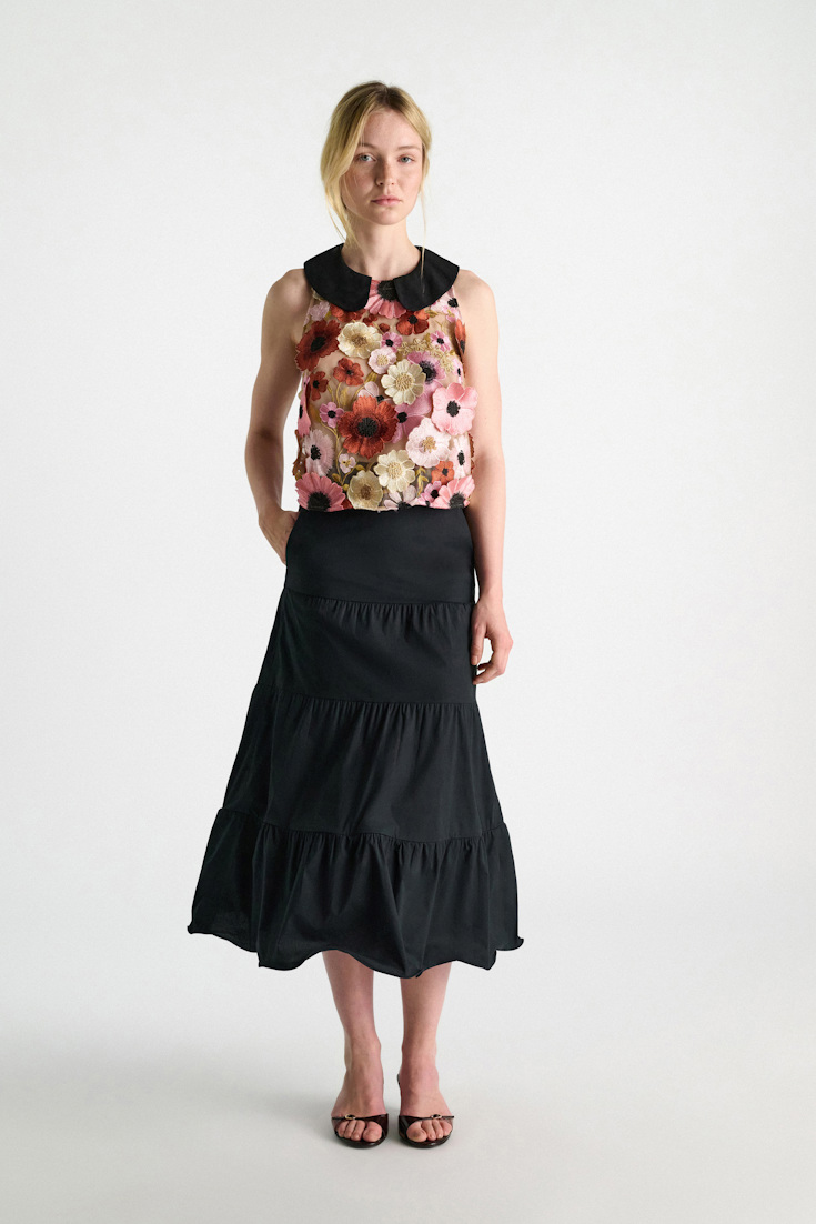 Dorothee Schumacher Bahnenrock mit formbarem Saum aus Baumwollstretch-Popeline pure black