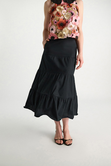 Dorothee Schumacher Bahnenrock mit formbarem Saum aus Baumwollstretch-Popeline pure black