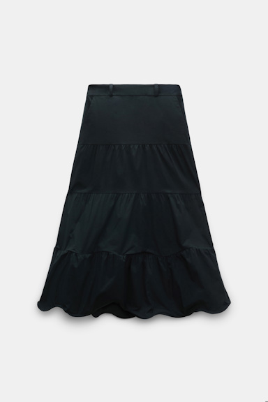 Dorothee Schumacher Stretch cotton poplin tiered skirt pure black