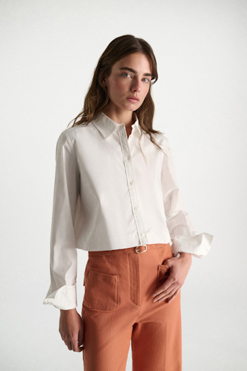 Dorothee Schumacher Stretch cotton poplin A-line shirt pure white