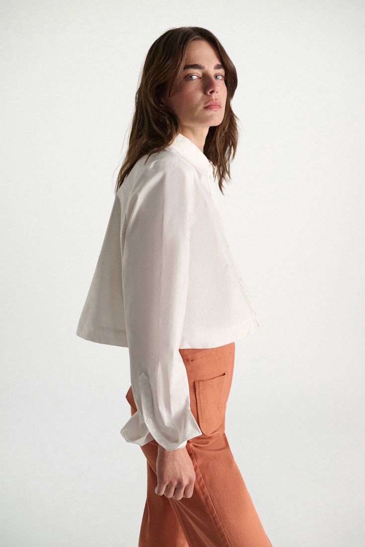 Dorothee Schumacher A-Linien Hemd aus Baumwollstretch-Popeline pure white