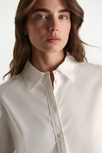 Dorothee Schumacher Stretch cotton poplin A-line shirt pure white