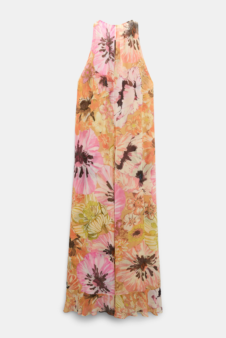 Dorothee Schumacher Midi-Kleid mit Blumenbrosche im Signature Print aus Viskose-Georgette boho flower print