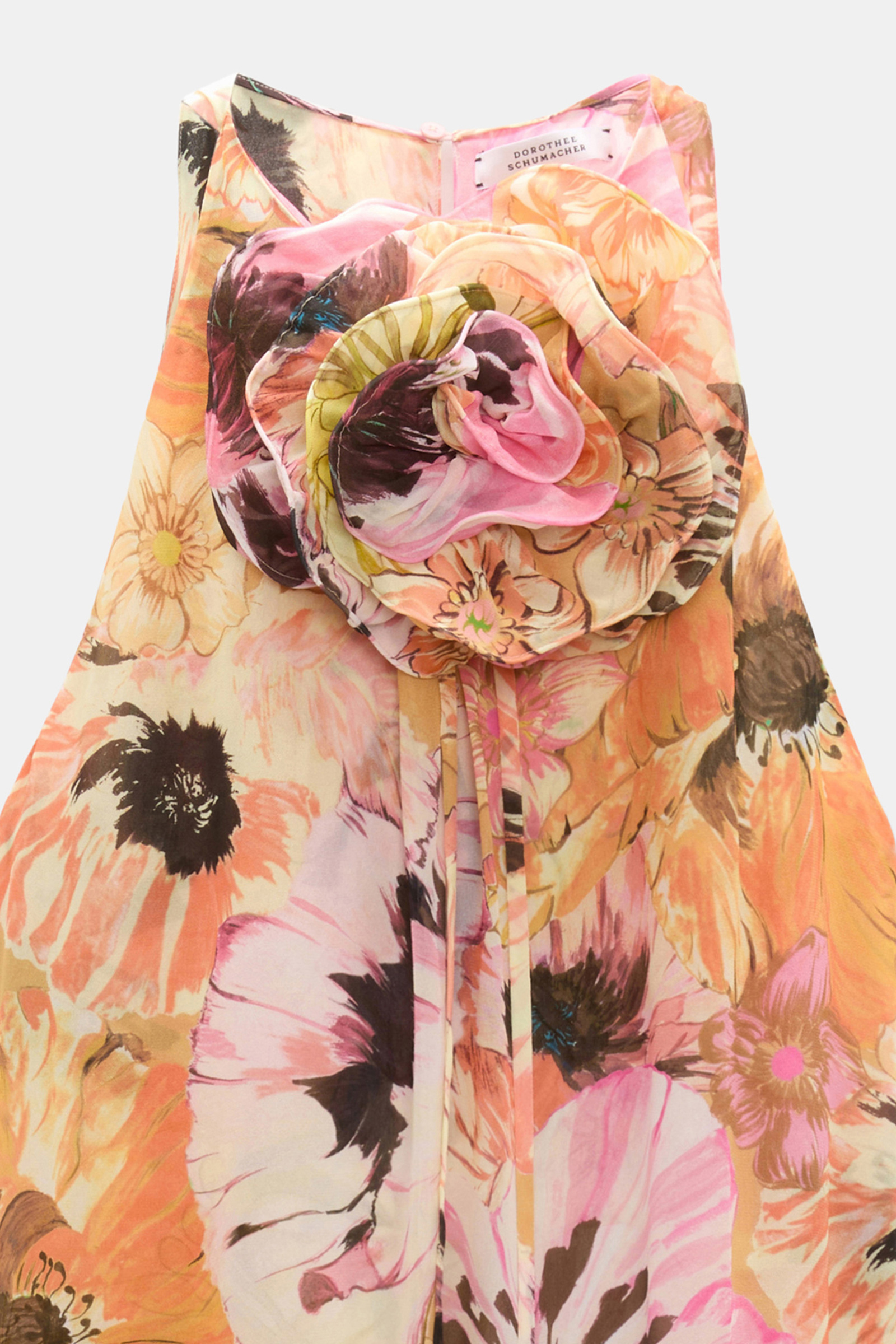 Dorothee Schumacher Midi-Kleid mit Blumenbrosche im Signature Print aus Viskose-Georgette boho flower print
