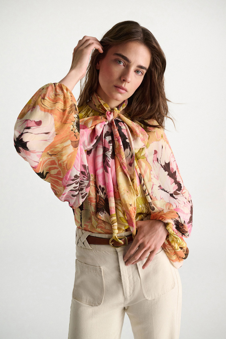 Dorothee Schumacher Signature print viscose georgette blouse and scarf set boho flower print