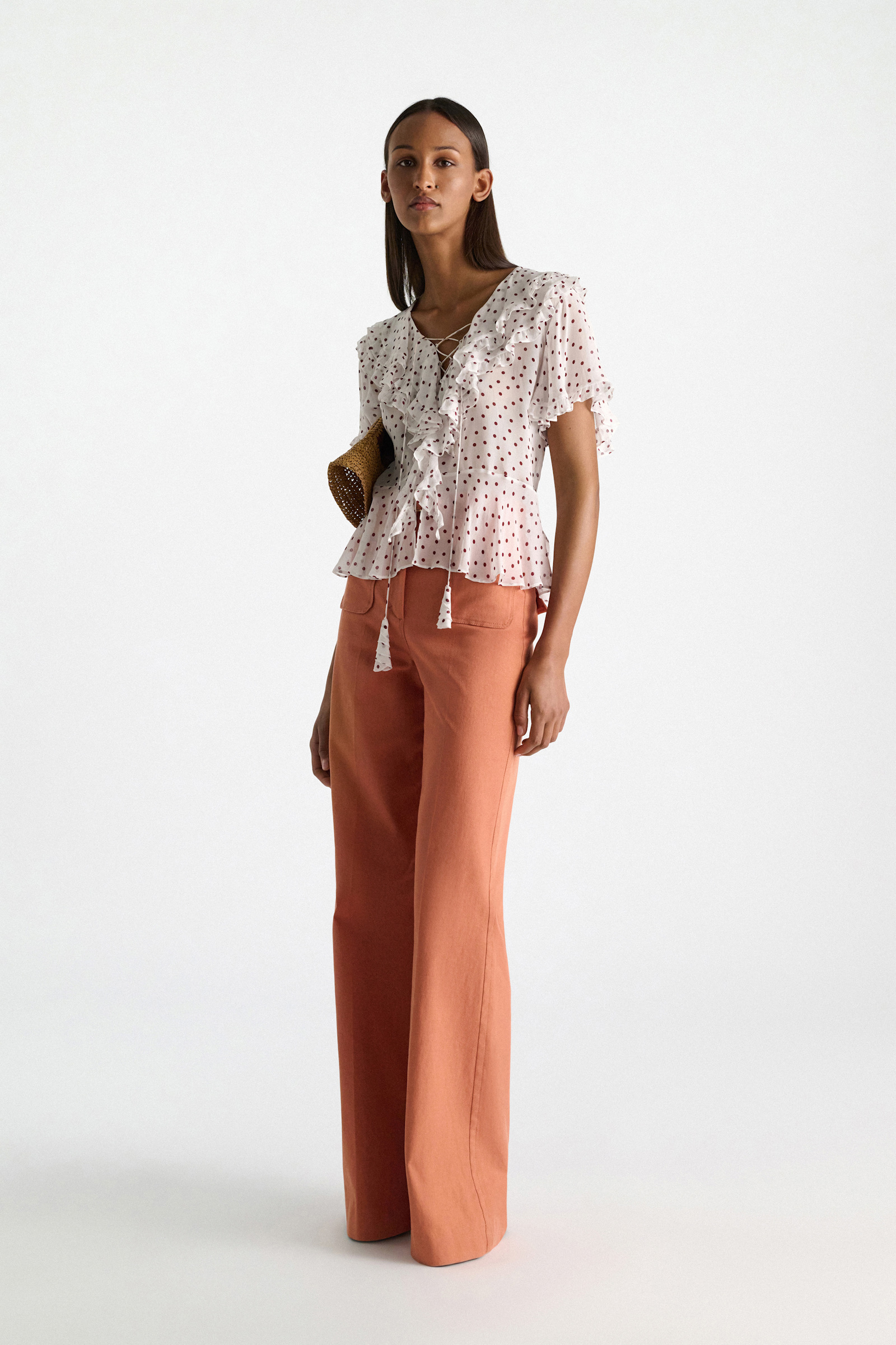 Dorothee Schumacher Polka dot blouse in crinkle viscose georgette small bordeaux dot