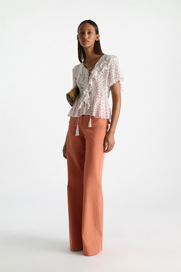 Dorothee Schumacher Polka dot blouse in crinkle viscose georgette small bordeaux dot