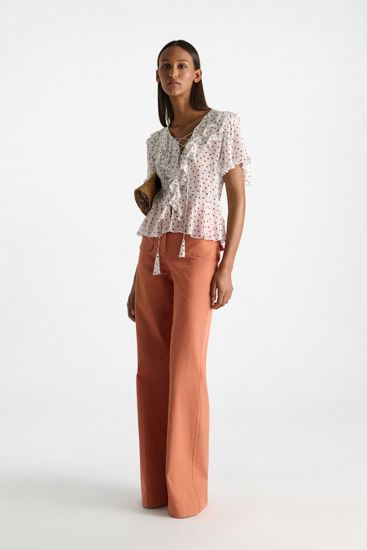 Dorothee Schumacher Polka dot blouse in crinkle viscose georgette small bordeaux dot