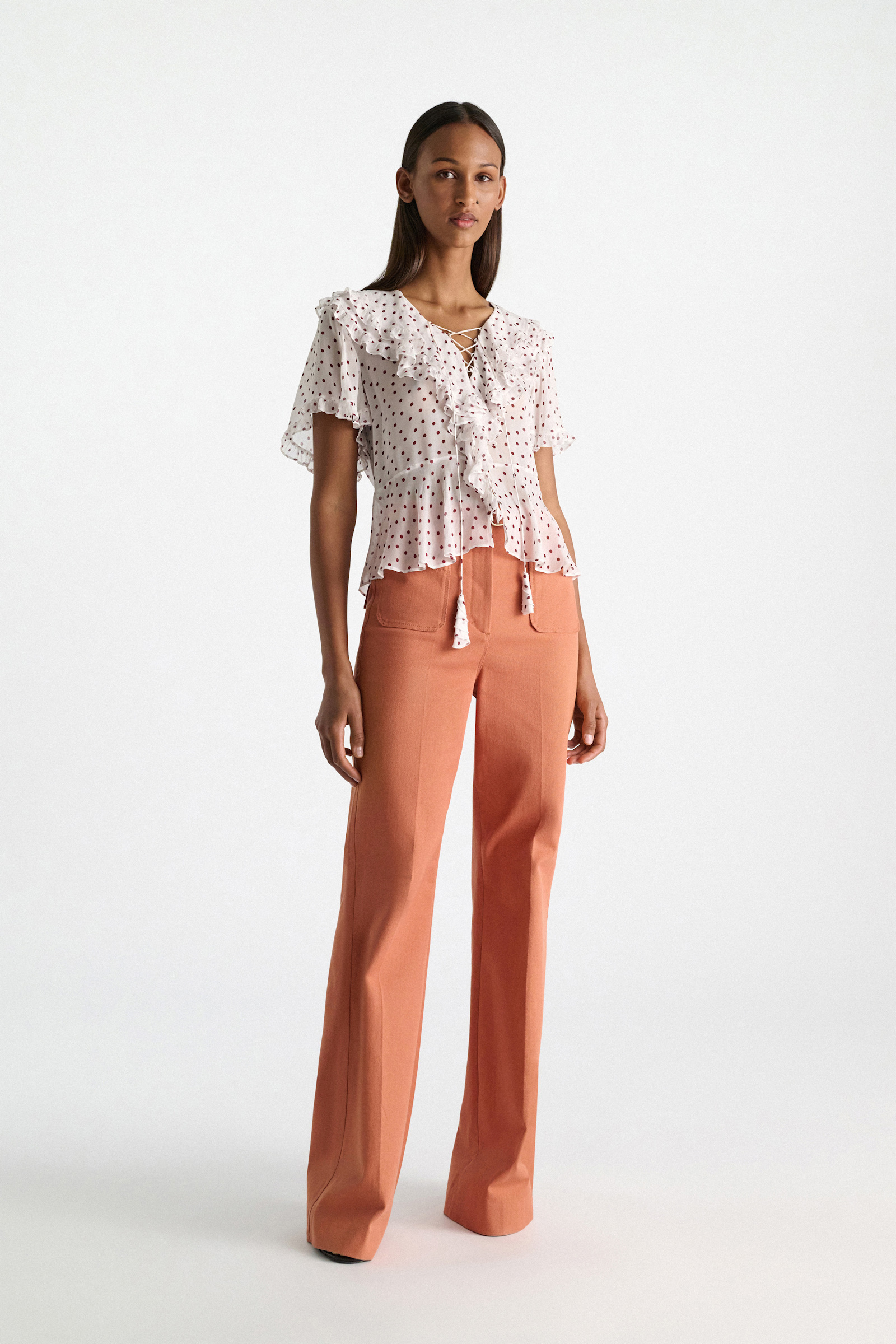 Dorothee Schumacher Polka dot blouse in crinkle viscose georgette small bordeaux dot