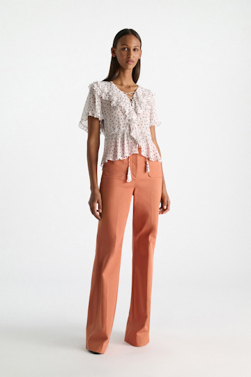 Dorothee Schumacher Polka dot blouse in crinkle viscose georgette small bordeaux dot