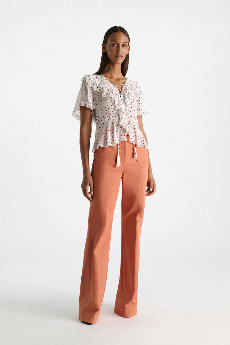 Dorothee Schumacher Polka dot blouse in crinkle viscose georgette small bordeaux dot