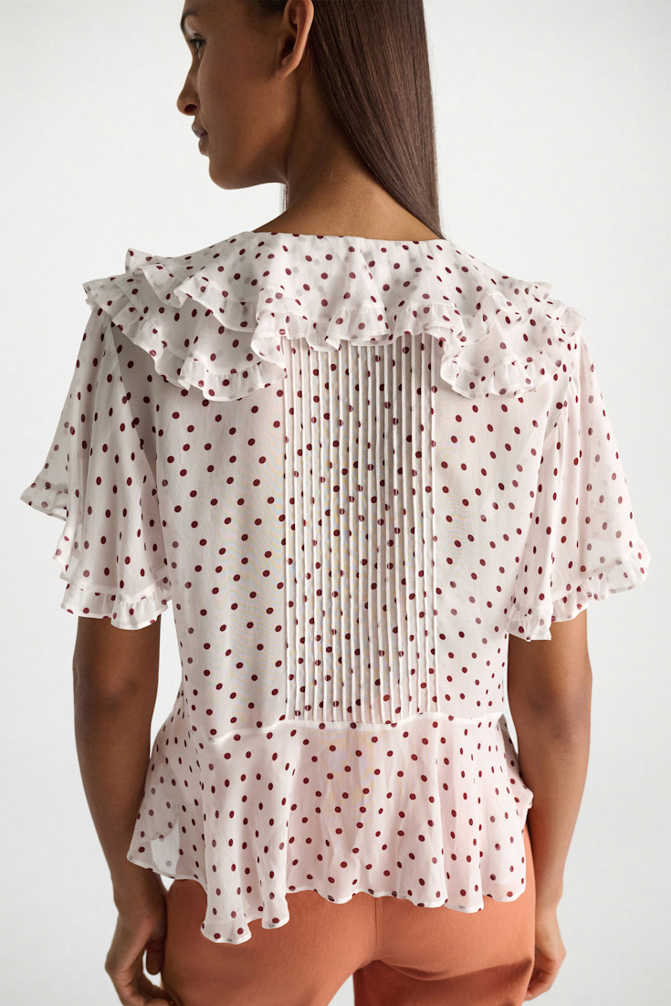 Dorothee Schumacher Polka dot blouse in crinkle viscose georgette small bordeaux dot
