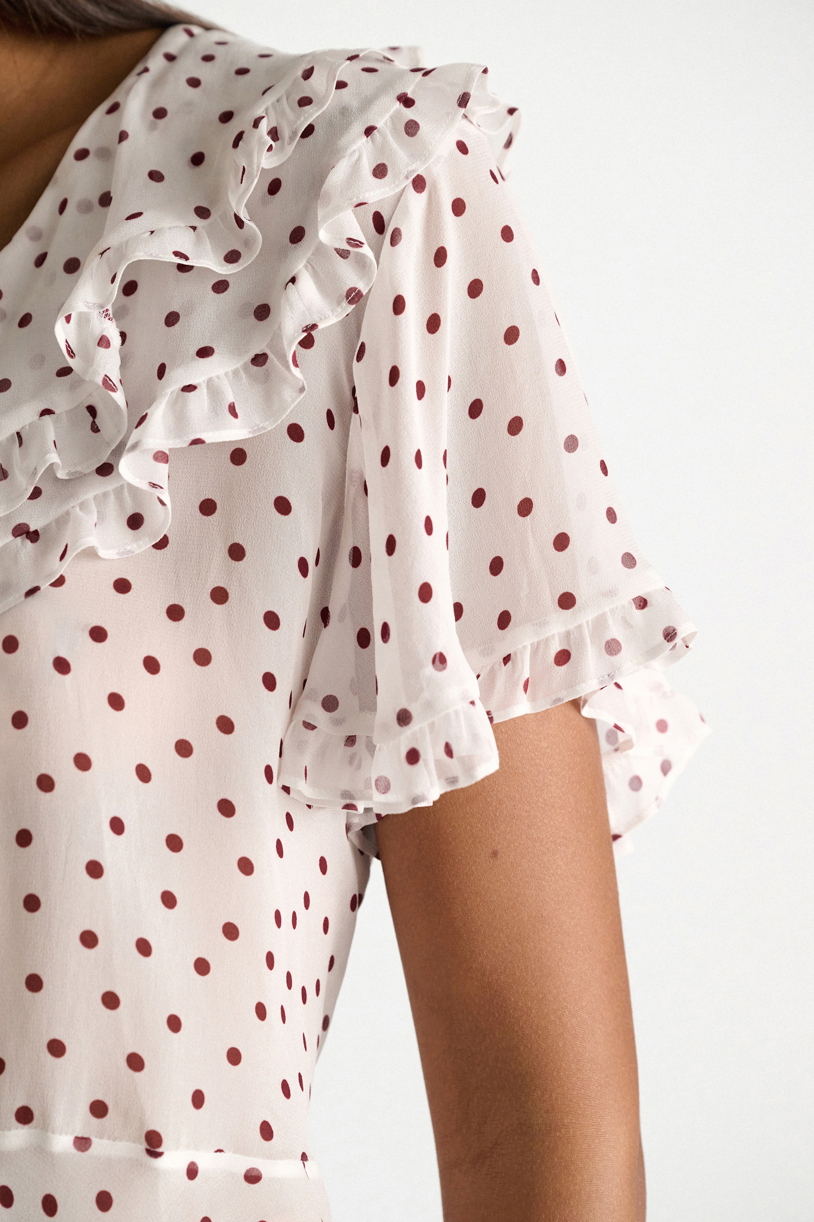 Dorothee Schumacher Polka dot blouse in crinkle viscose georgette small bordeaux dot