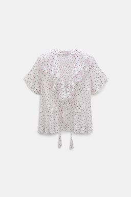 Dorothee Schumacher Cropped Bluse aus Viskose-Georgette small bordeaux dot