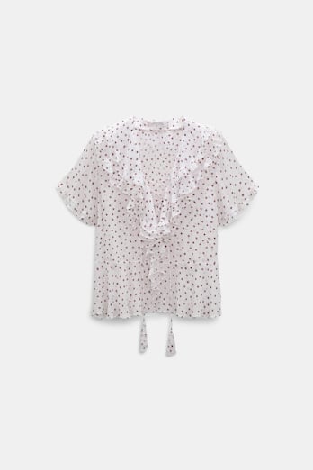 Dorothee Schumacher Cropped Bluse aus Viskose-Georgette small bordeaux dot