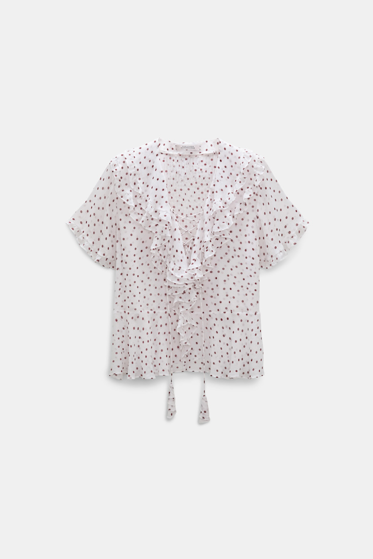Dorothee Schumacher Polka dot blouse in crinkle viscose georgette small bordeaux dot