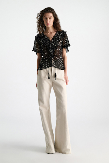 Dorothee Schumacher Polka dot blouse in crinkle viscose georgette white dot on blk