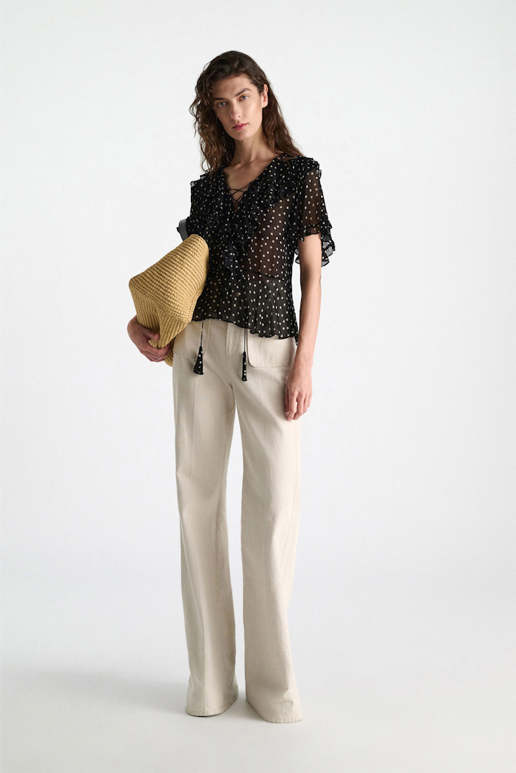 Dorothee Schumacher Polka dot blouse in crinkle viscose georgette white dot on blk