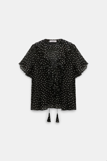 Dorothee Schumacher Polka dot blouse in crinkle viscose georgette white dot on blk