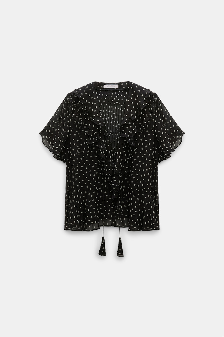 Dorothee Schumacher Polka dot blouse in crinkle viscose georgette white dot on blk