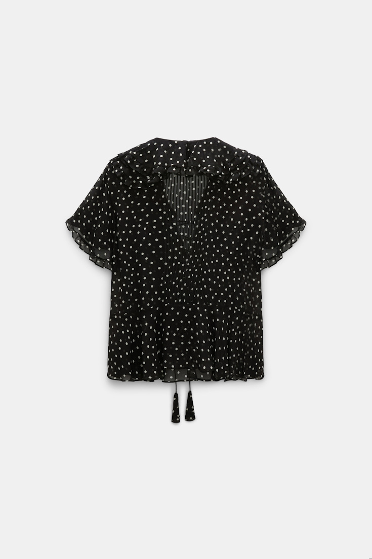 Dorothee Schumacher Polka dot blouse in crinkle viscose georgette white dot on blk