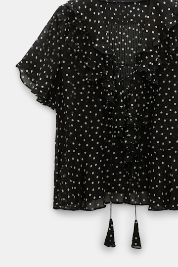 Dorothee Schumacher Polka dot blouse in crinkle viscose georgette white dot on blk