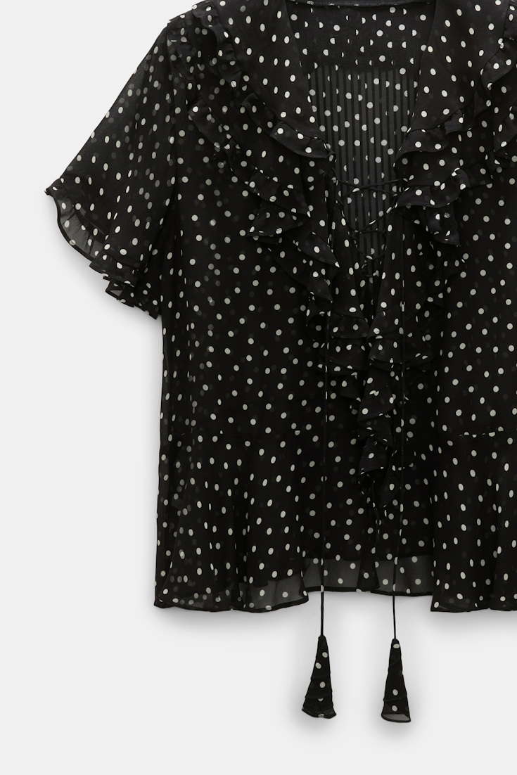 Dorothee Schumacher Polka dot blouse in crinkle viscose georgette white dot on blk