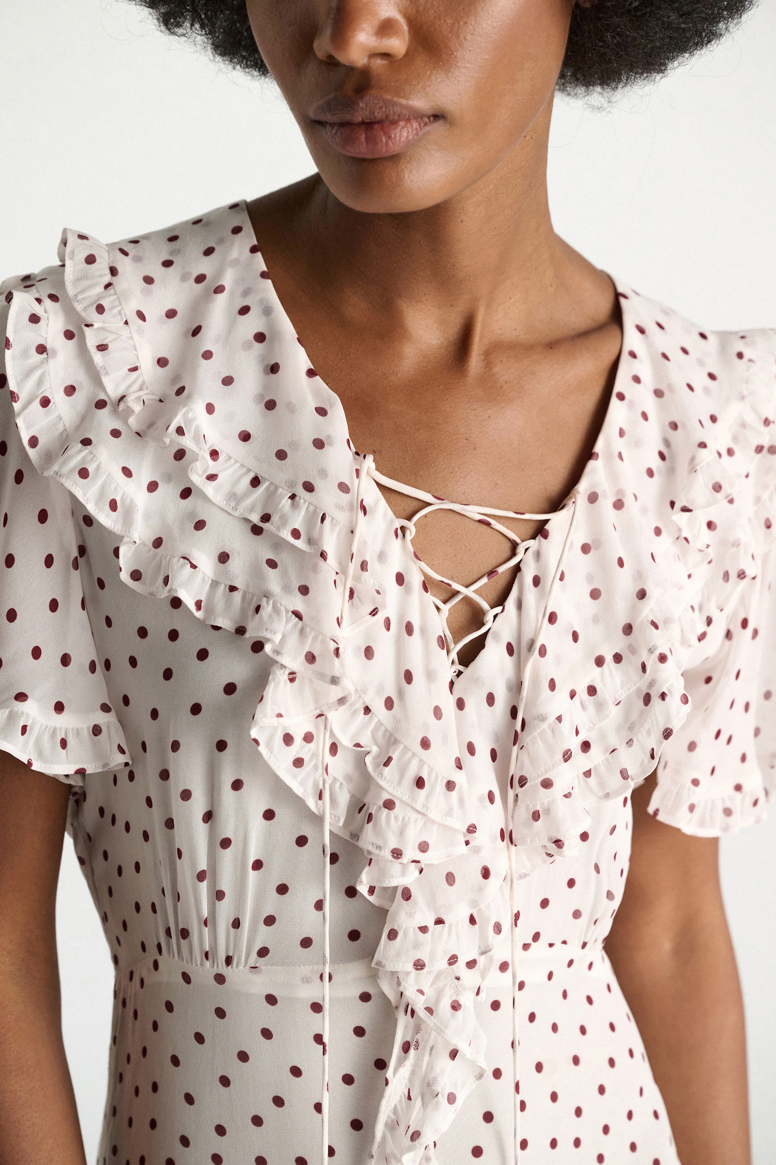 Dorothee Schumacher Body-hugging Kleid aus Viskose-Georgette small bordeaux dot