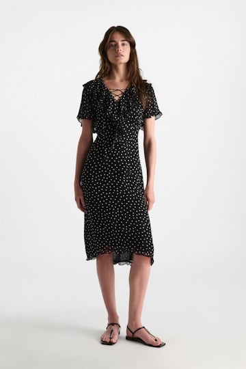 Dorothee Schumacher Body-hugging Kleid aus Viskose-Georgette white dot on blk