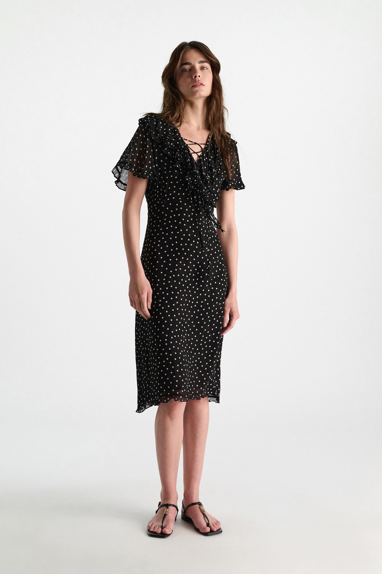 Dorothee Schumacher Body-hugging Kleid aus Viskose-Georgette white dot on blk