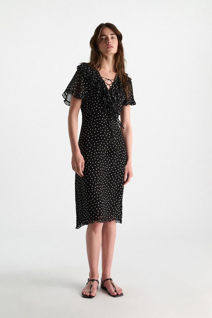 Dorothee Schumacher Body-hugging Kleid aus Viskose-Georgette white dot on blk