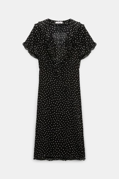 Dorothee Schumacher Body-hugging Kleid aus Viskose-Georgette white dot on blk
