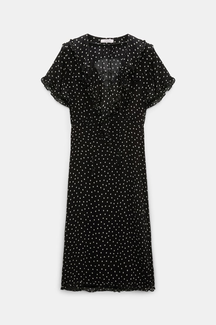Dorothee Schumacher Body-hugging Kleid aus Viskose-Georgette white dot on blk