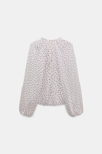 Dorothee Schumacher Polka dot crinkle viscose georgette blouse and scarf set small bordeaux dot