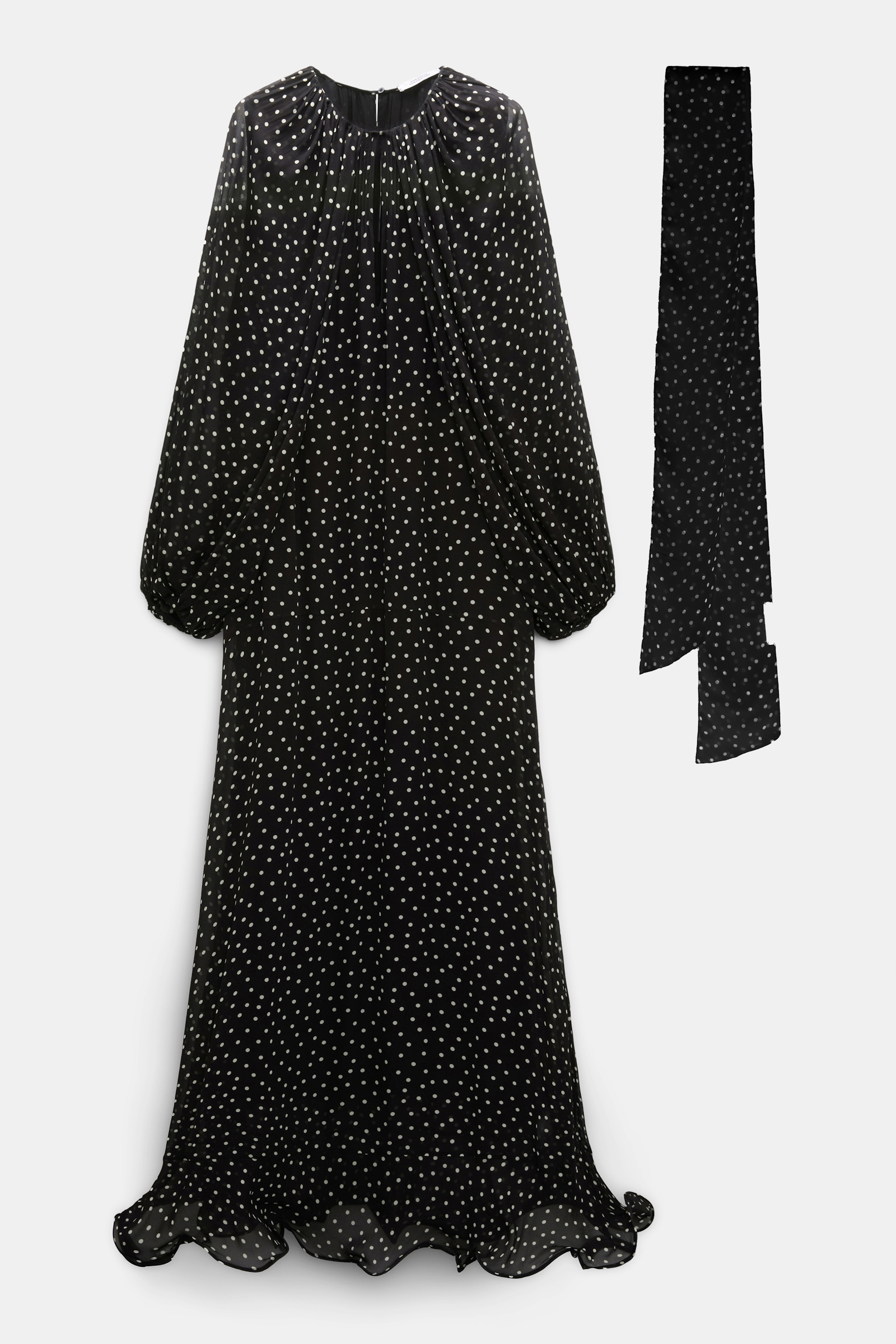 Dorothee Schumacher Dress and scarf set in polka dot viscose georgette white dot on blk