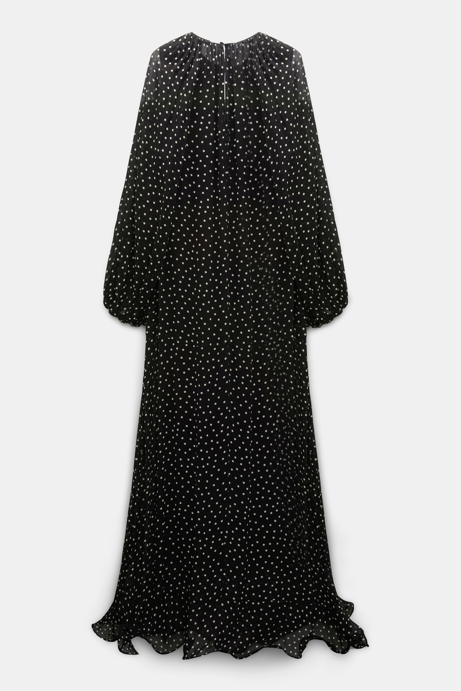 Dorothee Schumacher Dress and scarf set in polka dot viscose georgette white dot on blk