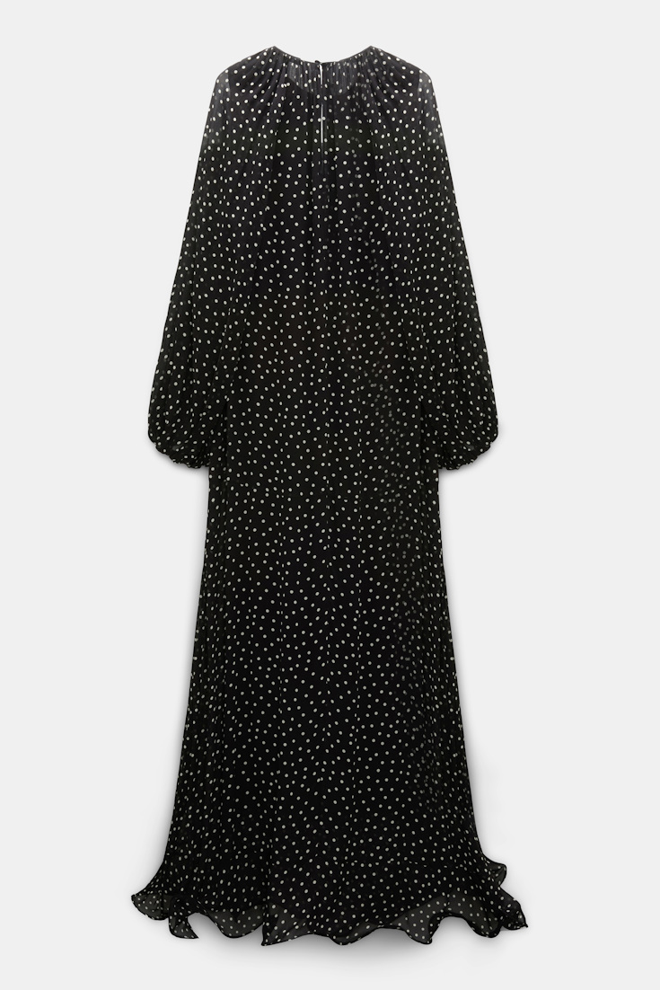 Dorothee Schumacher Dress and scarf set in polka dot viscose georgette white dot on blk