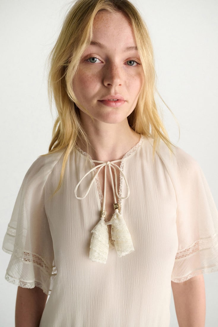 Dorothee Schumacher Lagenkleid aus crinkled Baumwoll-Seiden-Georgette orchid white