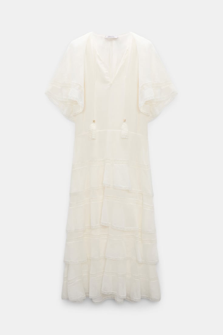 Dorothee Schumacher Lagenkleid aus crinkled Baumwoll-Seiden-Georgette orchid white
