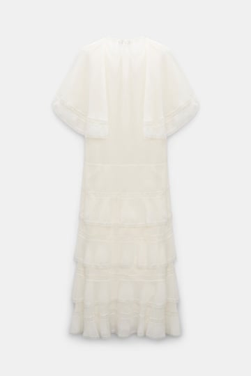 Dorothee Schumacher Tiered dress in cotton-silk crinkle georgette orchid white