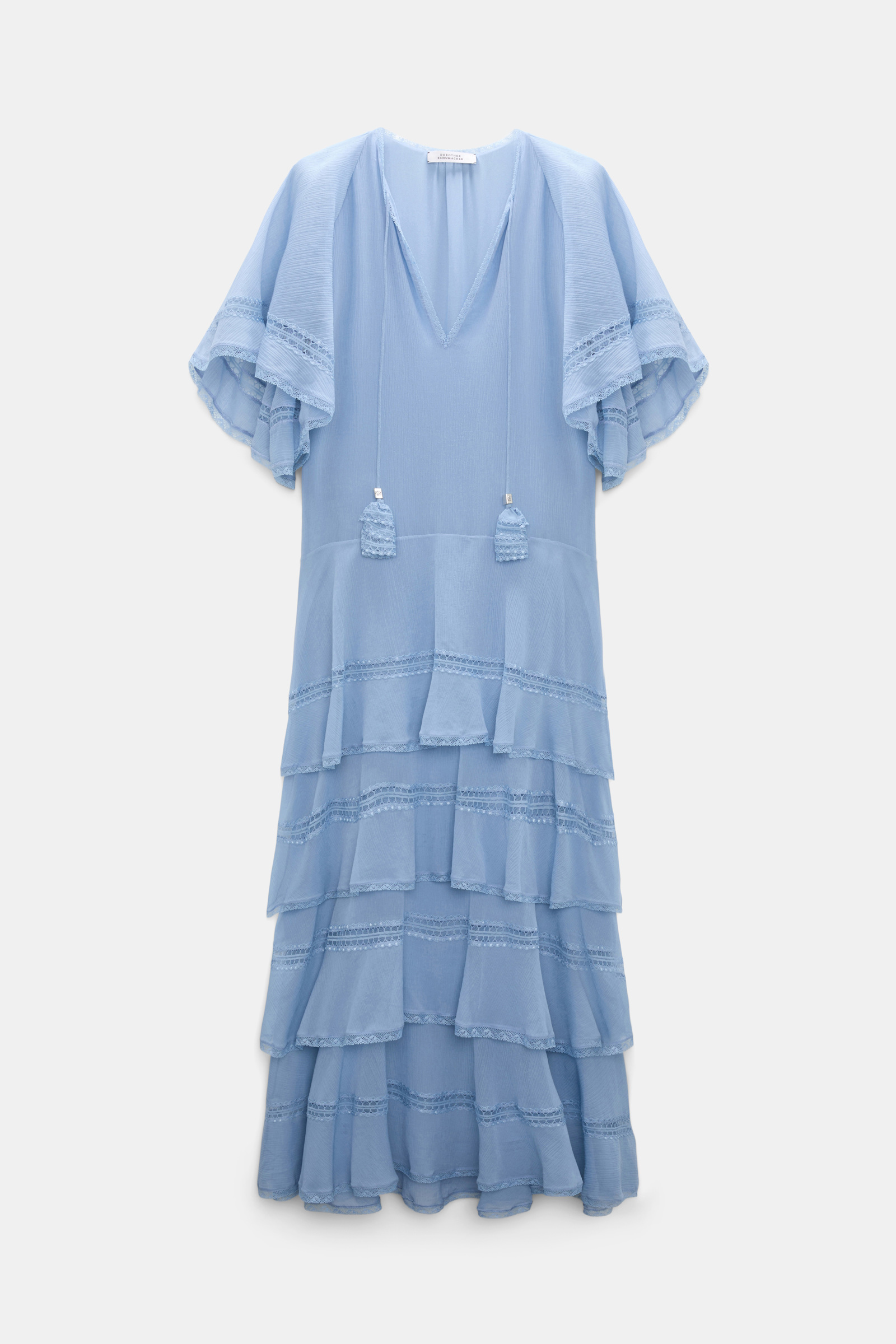 Dorothee Schumacher Lagenkleid aus crinkled Baumwoll-Seiden-Georgette mineral blue
