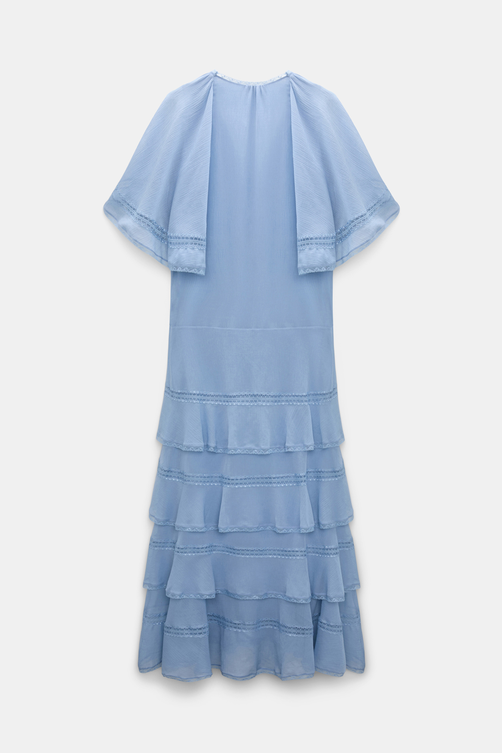 Dorothee Schumacher Lagenkleid aus crinkled Baumwoll-Seiden-Georgette mineral blue