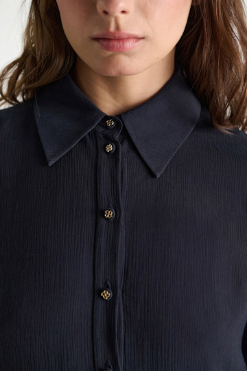 Dorothee Schumacher Bodenlanges Kleid aus Viskose-Georgette mit separatem Schal dark navy
