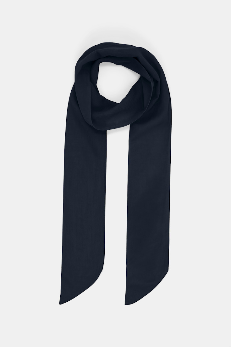 Dorothee Schumacher Long shirtdress and scarf set in cotton-silk crinkle georgette dark navy